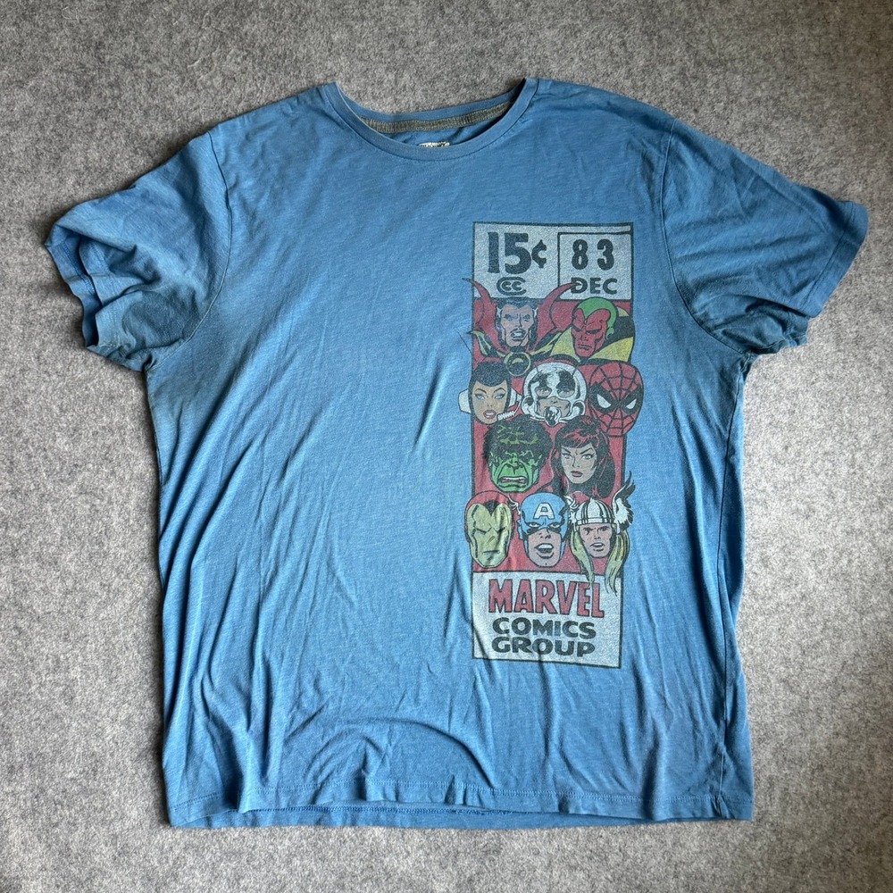 Old Navy Marvel Comics Group Graphic T Shirt Mens XL Blue Hulk Spider-Man Thor
